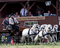 Mit einem neuen Gespann war Mathias Wolf in Renzow dabei, der bei den Pony-Vierspännern die Bronzemedaille erhielt. Foto: KaLo Mit einem neuen Gespann war Mathias Wolf in Renzow dabei, der bei den Pony-Vierspännern die Bronzemedaille erhielt. Foto: KaLo